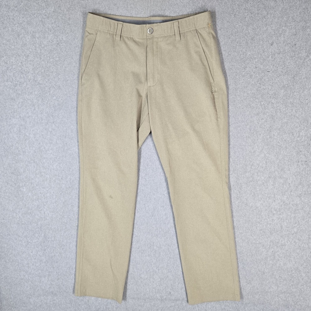 Under Armour Men Pants 32x30 Khaki Chino Golf Straight Logo 30" Inseam Casual